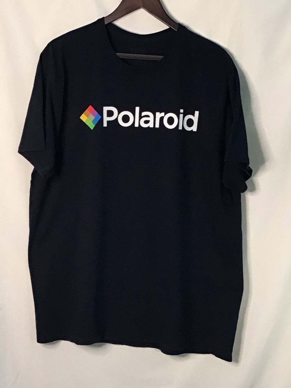 Polaroid Black Tee with Multicolor Diamond Logo